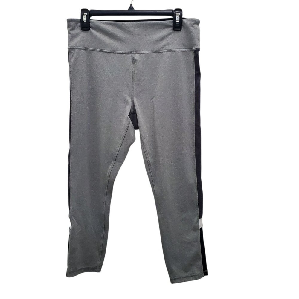 DIP‎ Women's Pale Olive Gray Side Stripe High Waisted Crop Athletic Leggings XL